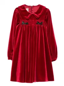 Бархатное платье с плоским воротником La Stupenderia, красный