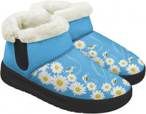 Женские зимние ботинки на снег с меховой подкладкой, короткие ботильоны, утепленные, наружная подошва EVA, противоскользящие, теплые ботинки для холодной погоды Chririnla, Bee Daisy