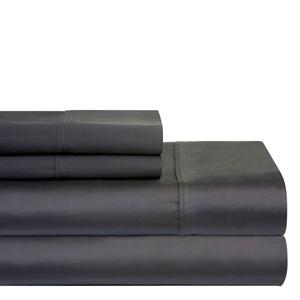 Комплект постельного белья из 4 предметов, однотонный хлопковый сатин с плотностью 400 нитей, размер King Pointehaven, серый