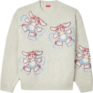 KENZO Свитер мужской белый с круглым вырезом Moderate