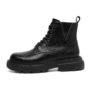 LUOGOKS Короткие мартинсы мужские черные с черной флисовой подкладкой, цвет Black (Fleece-Lined)