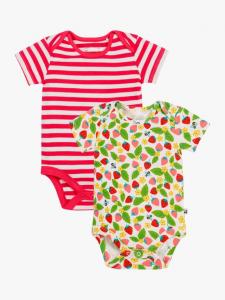 Детское боди из органического хлопка клубничного цвета с коротким рукавом Frugi, разноцветный