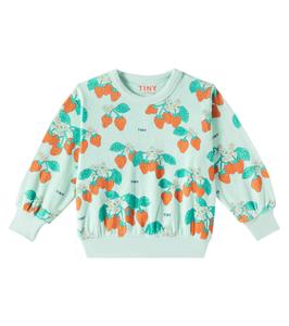 Хлопковая махровая толстовка с клубникой Tinycottons, Washed Emerald