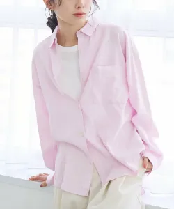 Рубашка из льна и вискозы с обычным воротником Coen, цвет Lt.Pink