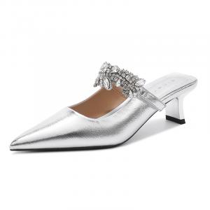 Ainer cat тапочки для женщин с резиновой подошвой, устойчивой к истиранию, и закрытым носком Ainer-cat, серебряный