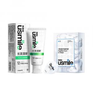 Эффективная защита десен для здоровья полости рта Зубные пасты и ополаскиватель Двойное действие Очищение Свежесть дыхания Usmile, Long-Lasting Fresh Toothpastes+Aloe Vera Mouthwash 20 Pcs/Box