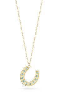 Ожерелье в виде подковы из 14-каратного золота и бирюзы Ember Fine Jewelry, 14K Gold