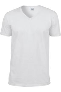 Футболка мужская мягкая Gildan с V-образным вырезом и коротким рукавом, белый