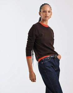 Джемпер с круглым вырезом Mango Capsule из 100% шерсти коричневого цвета