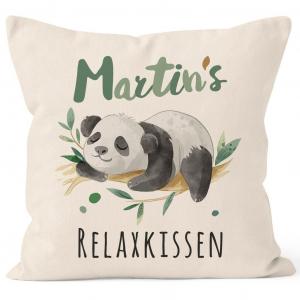 Чехол на подушку Relax Panda, персонализированный с именными подарками, декоративная подушка SpecialMe с именем, натуральный, 40см x 40см