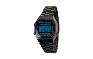 CASIO Часы Vintage A168, Black Dial with Cyan Bezel
