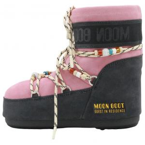 Moon Boot Замшевые короткие зимние ботинки Unisex Pink Black