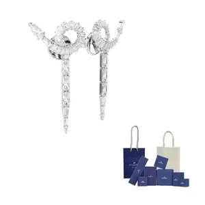 Swarovski Серьги для женщин, серебро, с синтетическим фианитом, родиевое покрытие