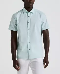 Мужская хлопковая рубашка с коротким рукавом на пуговицах в стиле "добби" Perry Ellis, зеленый