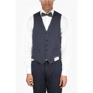 Жилет LEADER из натуральной шерсти в тонкую полоску Corneliani, Blue