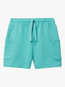 Детские хлопковые карго-шорты с кулиской Benetton, Teal Green