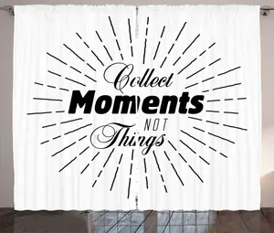 Штора в деревенском стиле ABAKUHAUS Proverb, монохромный текст в стиле ретро, присборенная тесьма для спальни с петлями и крючками, 280 x 225 см, цвет: темно-серый и белый Abakuhaus