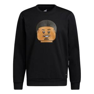 Толстовка Men's adidas x Dame Crew Lego Blocks Crossover Cartoon Pattern Printing Round Neck Pullover Black, черный