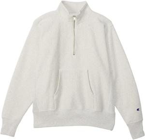 Мужская толстовка с длинным рукавом Champion, хлопок 11,5 унций, производство США, технология Reverse Weave, застежка-молния до середины груди, овсяный