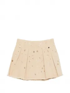 Мини-юбка с бисерной вышивкой и плиссировкой Liu Jo, бежевый