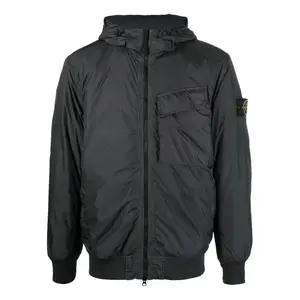 Куртка pocket detail crinkle reps jacket 'charcoal' Stone Island, черный