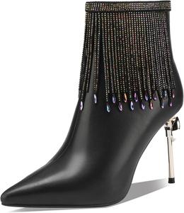 TDD сексуальные женские ботильоны на шпильке, заостренный носок, ботильоны, B Schwarz