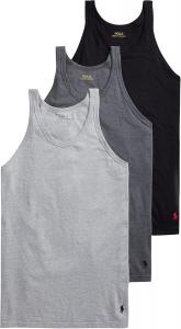 POLO RALPH LAUREN Мужские облегающие хлопковые майки, комплект из 3 шт., Andover Heather/Black, Madison Heather/Black, Black/Red - 3 Pack