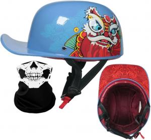 Полушлем мотоциклетный YEATLM R03 Baseball с принтом, синий