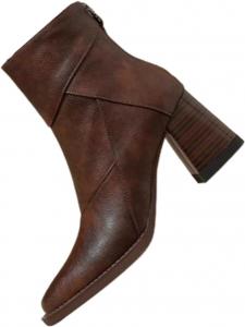 Женские ретро ботильоны с квадратным носком, массивным низким каблуком и задней молнией, удобные ботинки для работы в офисе и повседневной носки Azttoztto, Brown