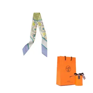 HERMES Шёлковый платок, Yellow/Cream/Light Purple