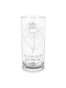 Стакан для питья с цветком хуммеля и надписью на прозрачном фоне Mr. & Mrs. Panda