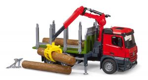 Bruder, Mercedes Benz Arocs с лесозаготовительным краном и 3 бревнами, BR-03669