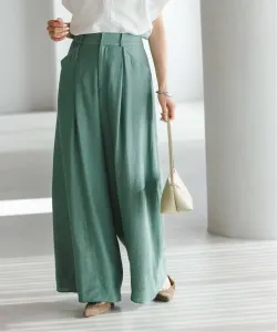 Пушистые льняные брюки-клеш с отворотами Noble, цвет Green B