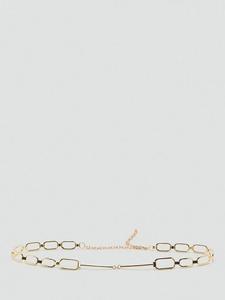 Тонкий кожаный ремень с цепочкой Mango, Gold