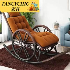 FANCYCHIC Кресло-качалка из ротанга для балкона (комплект: коричневые колёса, сиденье и коврик)