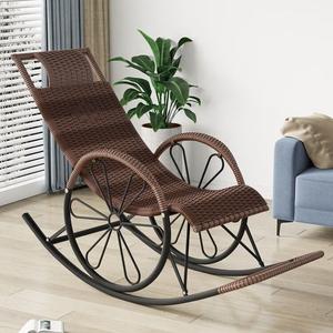 FANCYCHIC Кресло-качалка из ротанга для взрослых, модель stable double-wheel, цвет double-layer tiger skin color flat line