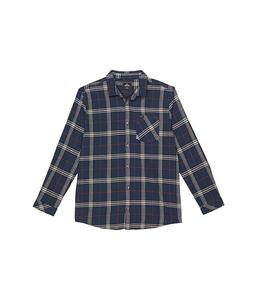 Rip Curl Детская фланелевая рубашка с рваными локонами, синяя, хлопковая, в клетку, с длинными рукавами, на пуговицах, GBO254
