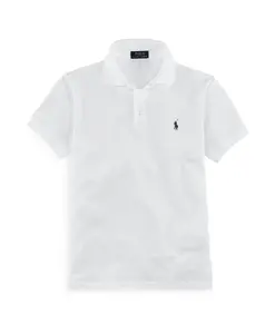 Поло из эластичной сетки приталенного кроя Polo Ralph Lauren, белый