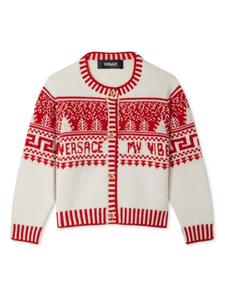 Versace Kids жаккардовый кардиган с узором, белый