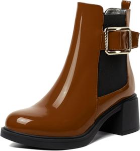 Женские ботильоны MODENCOCO с округлым носком, платформой, эластичные, повседневные, осенне-зимние, модные, с массивным низким каблуком, высота каблука 5 см, Black Brown