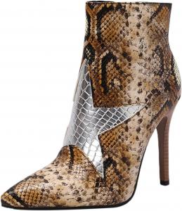 Женские ботильоны на молнии с модным каблуком-стилетто, классический стиль Челси, сексуальный заостренный носок, эластичные вставки, высокие каблуки Generic, Brown