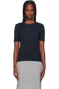 Футболка с ребрами "Baby fox" облегающего кроя Maison Kitsuné, синий