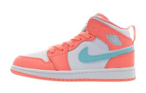 Кроссовки Jordan 1 Mid Crimson Pulse/Light Aqua-White