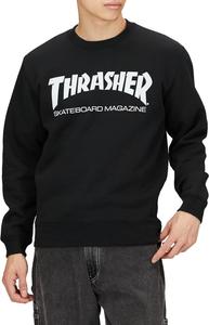 Мужская толстовка с круглым вырезом Slasher TH8401 (с логотипом бренда) в классическом стиле Thrasher, черно-белый