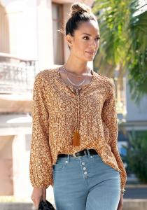 LASCANA Женская блузка в цветочек в стиле бохо, коричневый