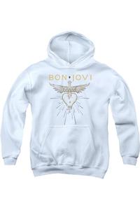 Толстовка с капюшоном Bon Jovi Greatest Hits Youth Gildan, белый