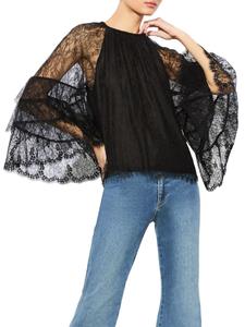 Кружевной топ с оборками Delia Alice + Olivia, черный
