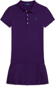 Платье-поло из эластичной плиссированной сетки Polo Ralph Lauren Kids, College Purple