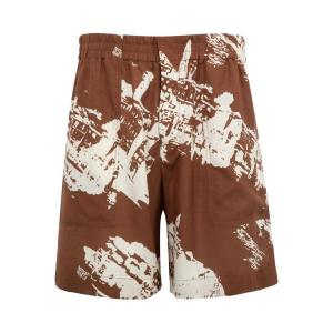 Шорты Bottega Veneta Silk Shantung Postcard Print Shorts, Pecan/Dove