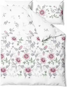 Постельное белье, хлопок, высшего качества 200x220 Пассифлора Белый, нежные цветы Zaratex